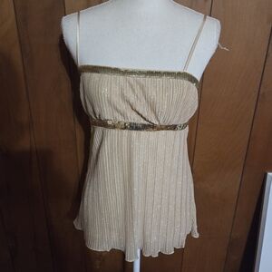 Soulmates 2000s Y2k Babydoll Sparkly Sequin Gold Tank Top Size Small